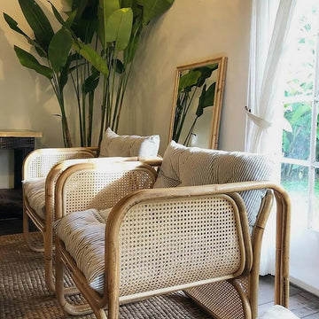Natrual Rattan Accent Chair Ash Wood Arm Chair Indoor/Outdoor